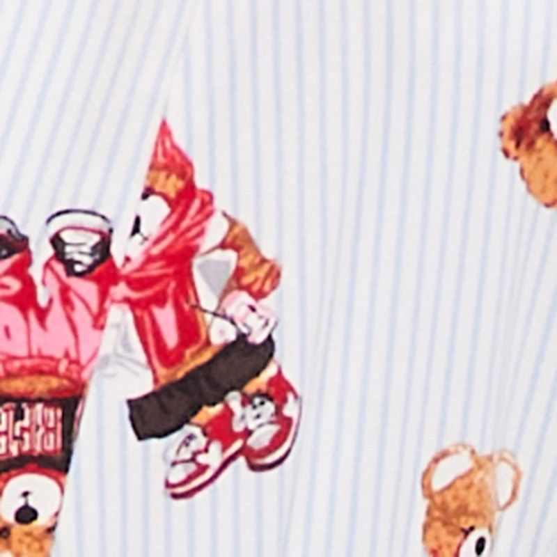 Teddy Bear Striped Print Cami Nightgown with Robe