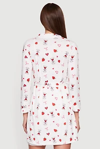 Strawberry Martini Print Cami Nightgown with Robe