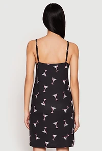 Womens Martini Print Cami Nightgown and Robe Set,