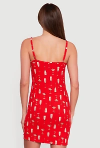 Champagne Print Pajama Cami Nightgown and Robe