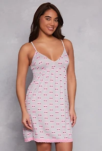 Soft Knit Heart Graphic Print Cami Nightgown