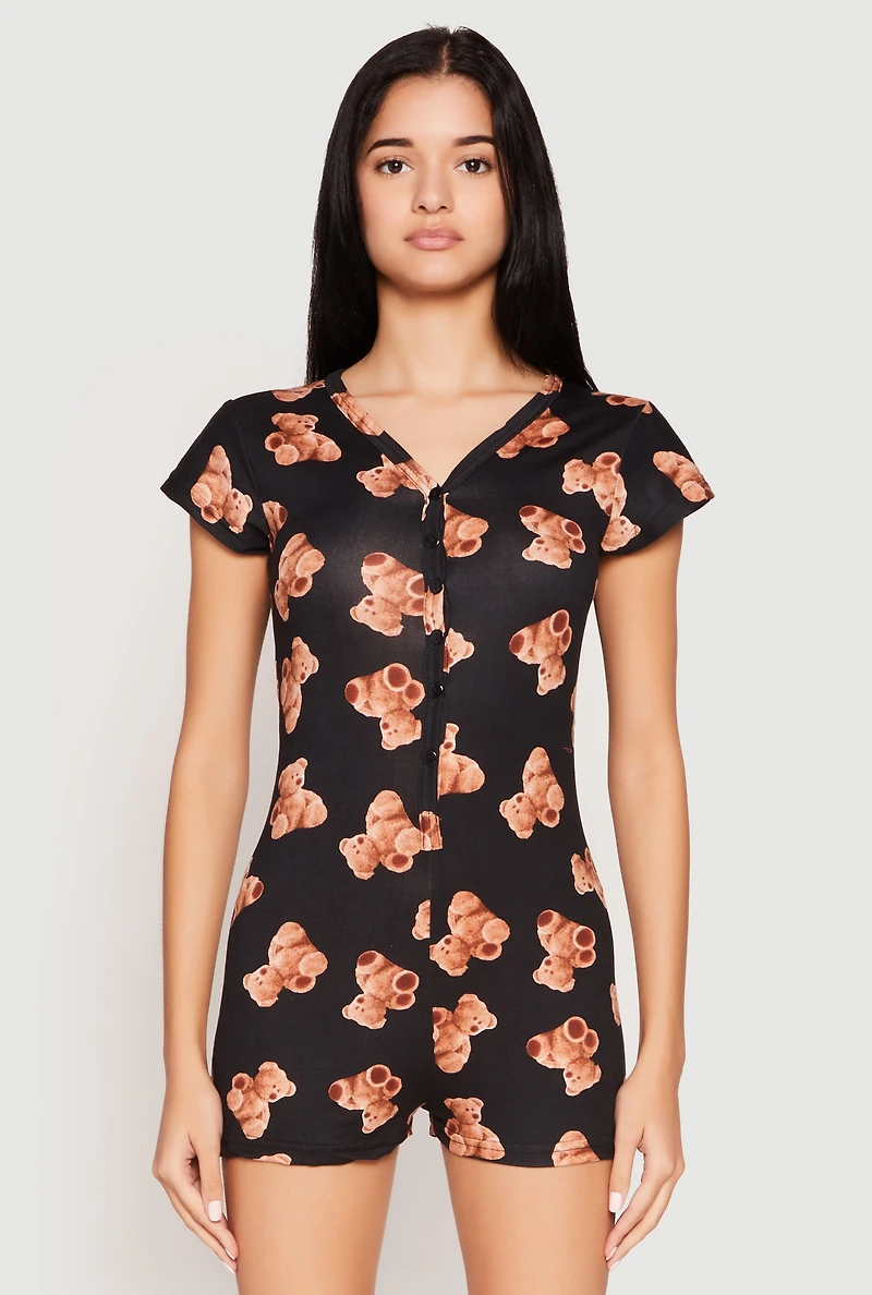 Soft Knit Love You Beary Much Pajama Romper