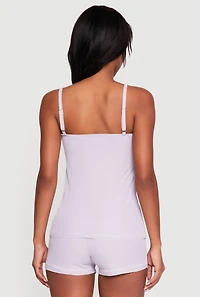 Waffle Knit Bow Detail Pajama Cami and Shorts Set