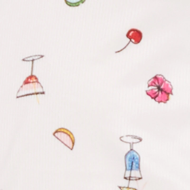 Martini Print Rib Knit Cropped Pajama Top and Shorts