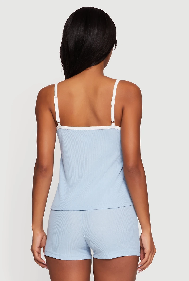 Bow Keyhole Front Pajama Cami and Shorts Set