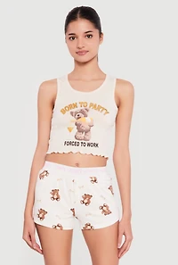 Born To Party Cropped Pajama Tank Top and Shorts