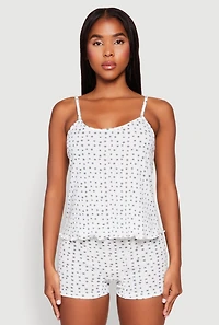 Pointelle Printed Pajama Cami and Shorts Set