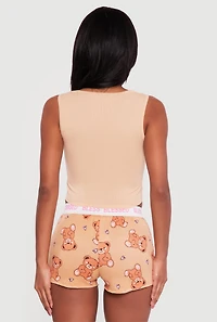 Blessed Bear Cropped Pajama Tank Top and Shorts