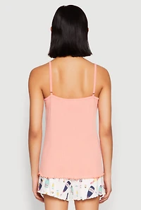 Womens Henley Pajama Cami with Shorts Set, Orange, Size L