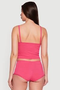 Rib Knit Cropped Pajama Cami and Boyshorts Set