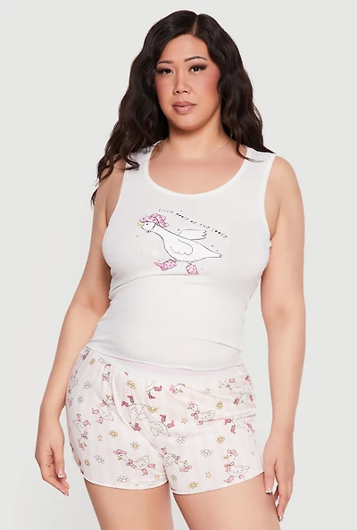 Plus Silly Goose Pajama Tank Top and Shorts