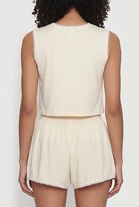 Lobster Social Club Graphic Lace Trim Pajama Top and Shorts
