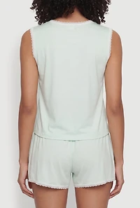 Cant Sleep Graphic Lace Trim Pajama Top and Shorts