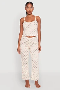 Printed Pattern Pointelle Pajama Cami and Pants