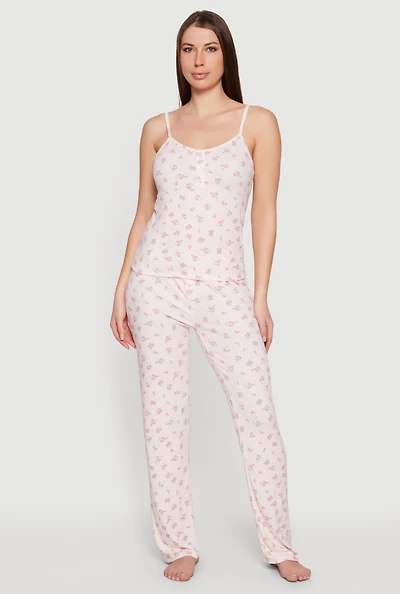 Ditsy Floral Print Pajama Cami and Pants Set