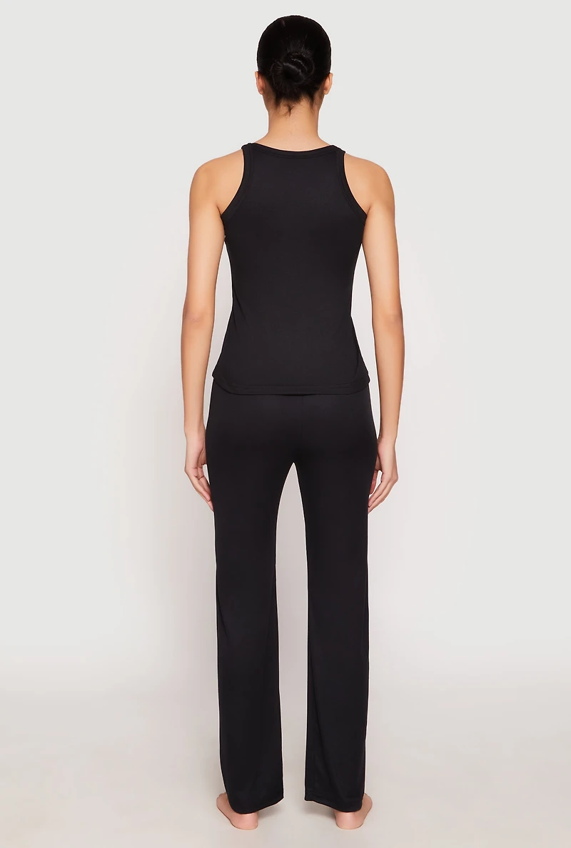 Ribbed Knit Pajama Tank Top and Pants