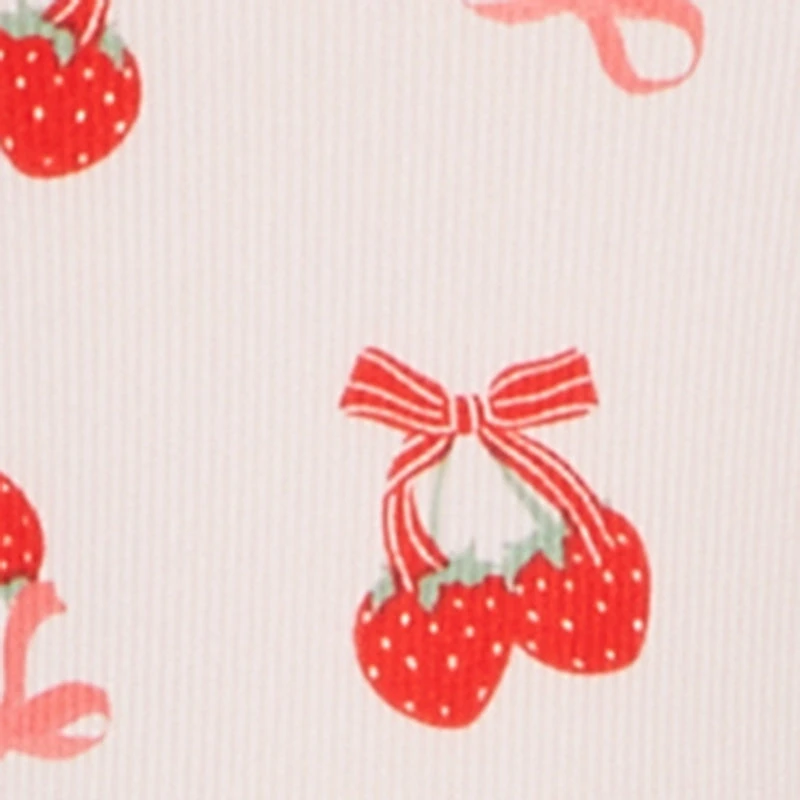 Strawberry Bow Print Pajama Top and Pants Set