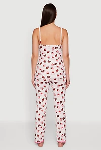 Chocolate Strawberry Print Pajama Cami and Pants