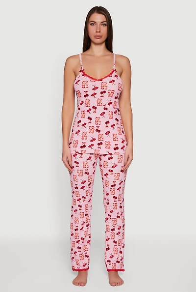 Gummy Bear Candy Print Pajama Cami and Pants Set