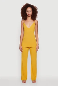 Heart Lace Trim Pajama Cami and Pants Set