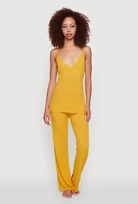 Heart Lace Trim Pajama Cami and Pants Set