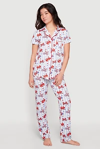 Striped Americana Bow Print Pajama Top and Lounge Pants