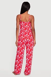 Cupid Bow Print Pajama Cami and Pants Set with Stickers