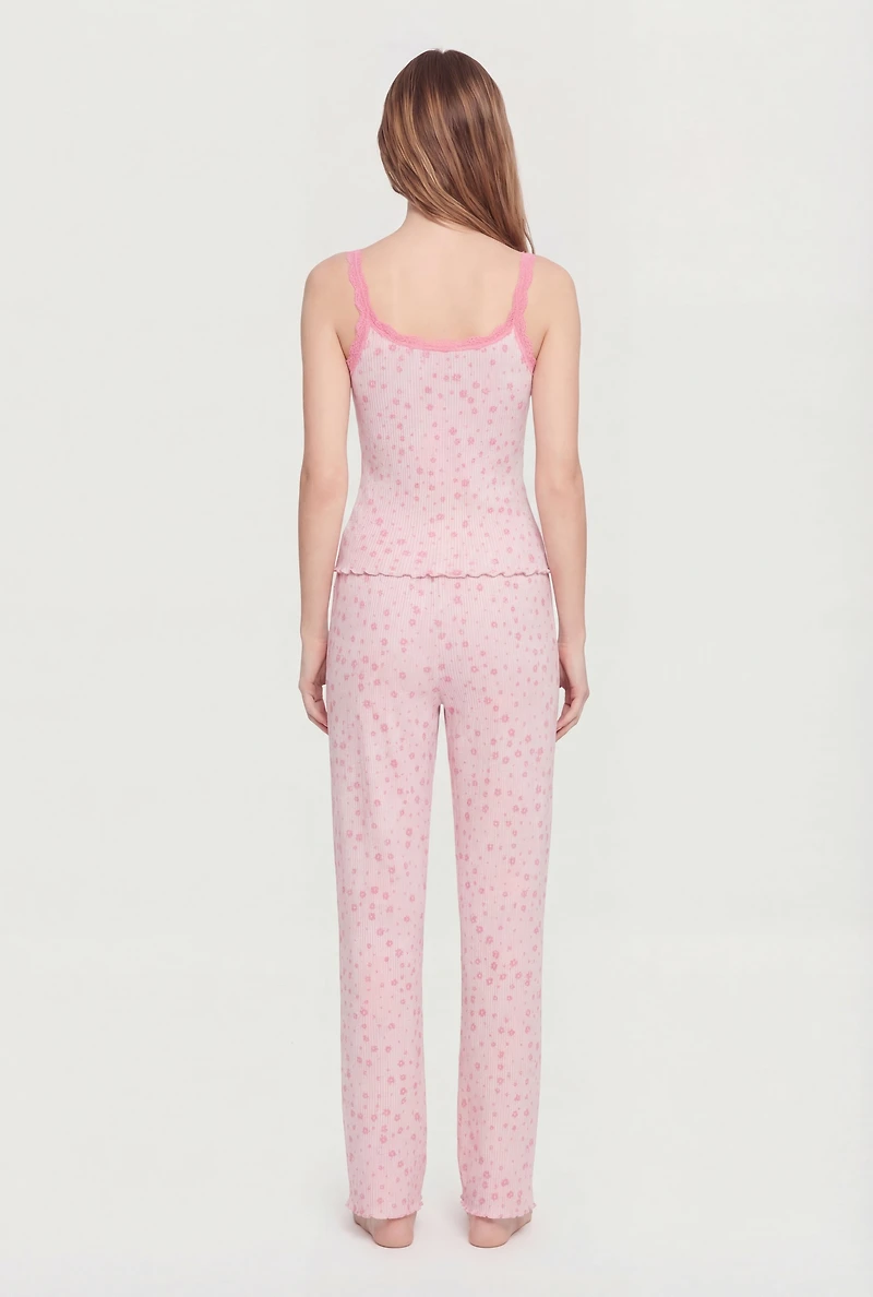 Ditsy Daisy Print Pajama Cami and Pants