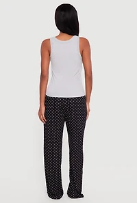 Perfect Graphic Rib Knit Pajama Top and Polka Dot Pants Set