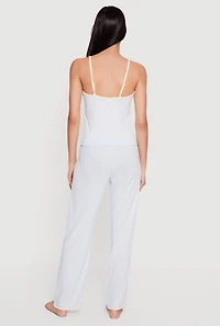 Lemon Graphic Contrast Trim Pajama Cami and Lounge Pants