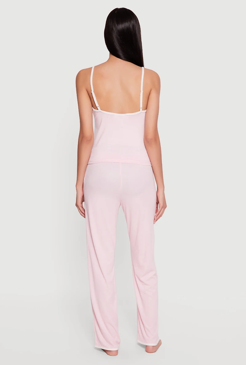 Strawberry Patch Graphic Rib Knit Pajama Cami and Pants