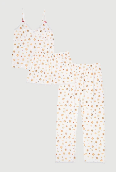 Breakfast Graphic Pajama Cami with Shorts and Pants