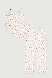 Breakfast Graphic Pajama Cami with Shorts and Pants