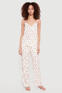 Breakfast Graphic Pajama Cami with Shorts and Pants