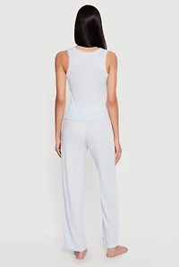 Lace Trim Pajama Tank Top and Lounge Pants
