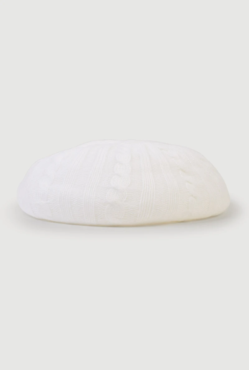 Solid Cable Knit Beret