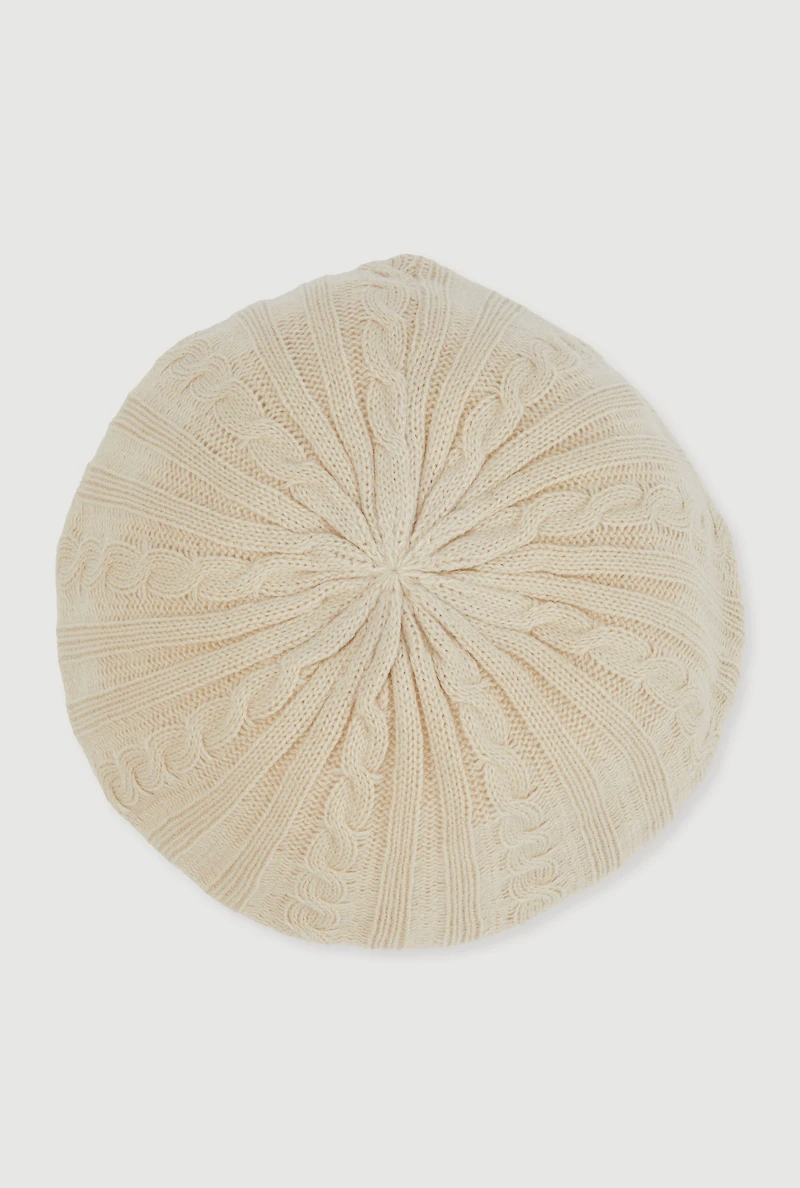 Solid Cable Knit Beret