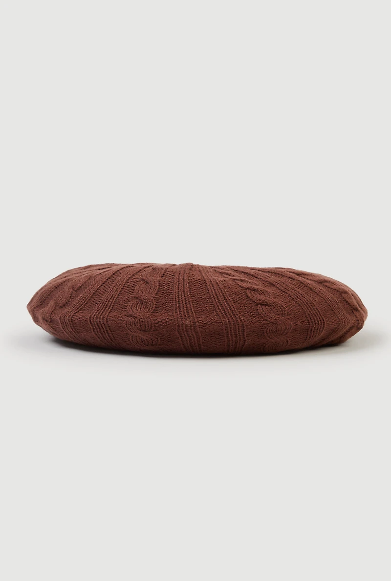 Solid Cable Knit Beret