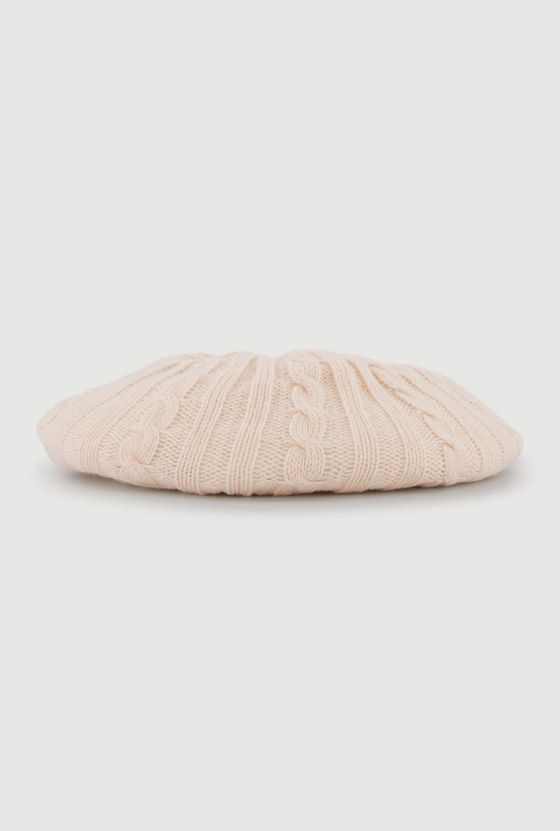 Solid Cable Knit Beret