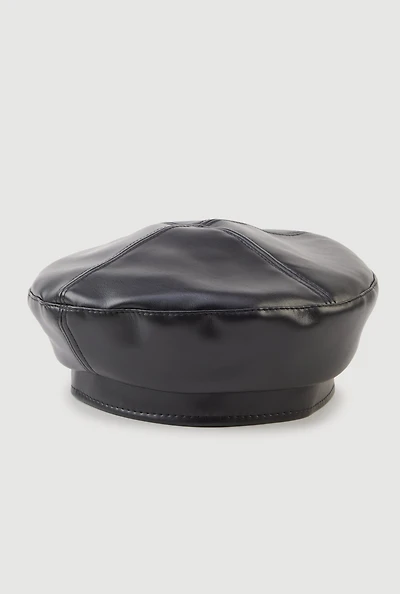 Faux Leather Beret