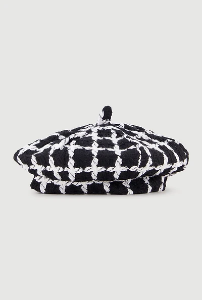 Window Pane Plaid Beret