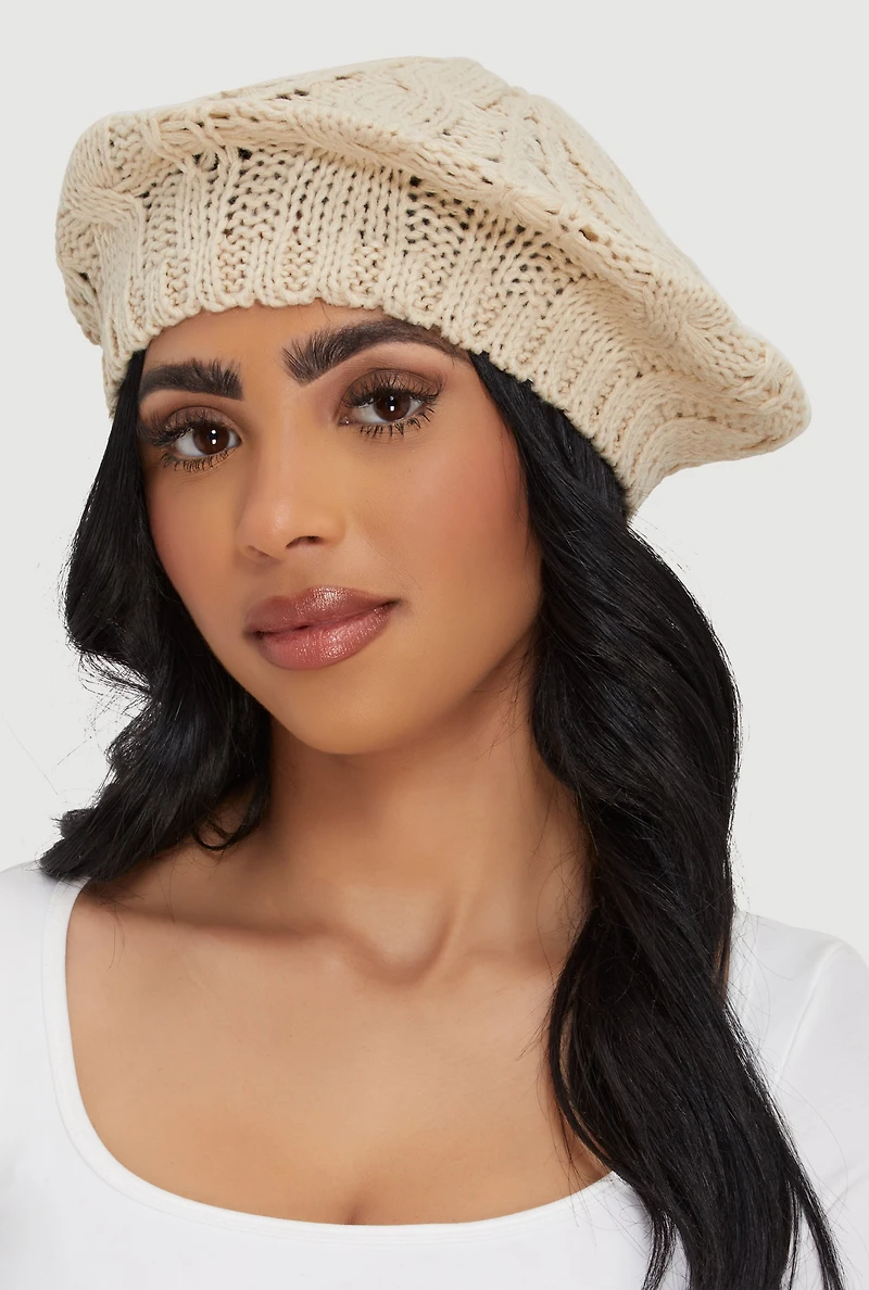 Cable Knit Crochet Beret