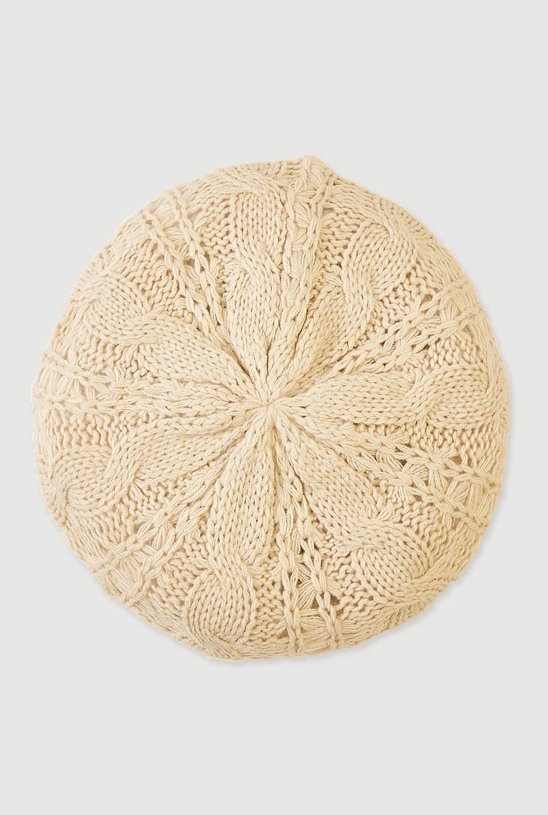 Cable Knit Crochet Beret