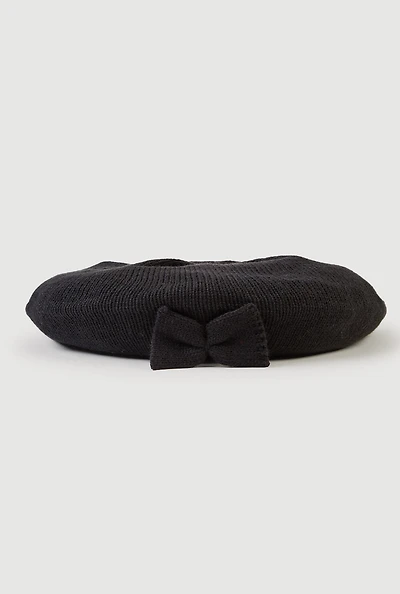 Solid Bow Detail Beret