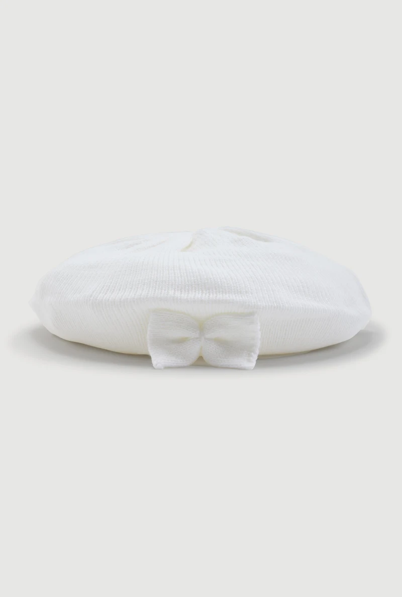 Solid Bow Detail Beret