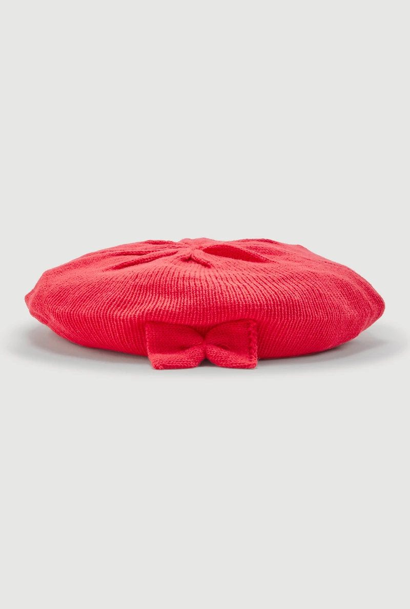 Solid Bow Detail Beret