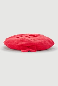 Solid Bow Detail Beret