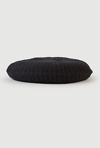 Solid Ribbed Knit Beret
