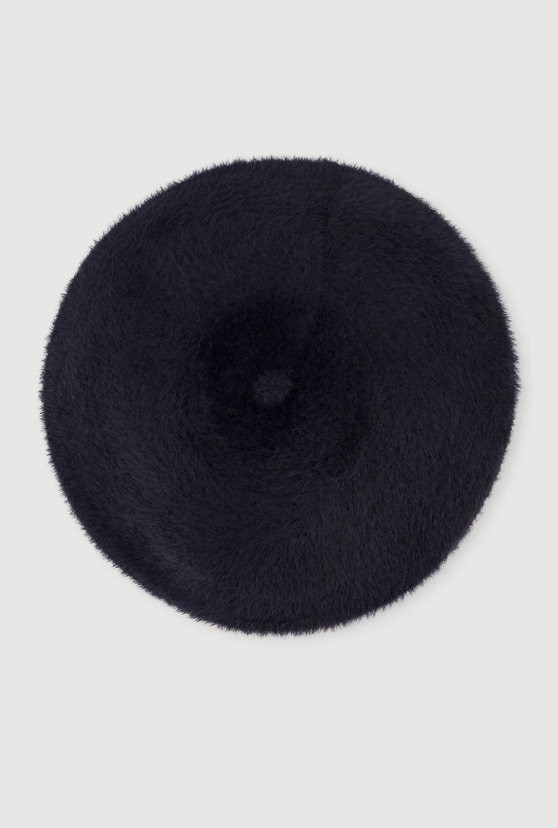 Solid Faux Fur Beret