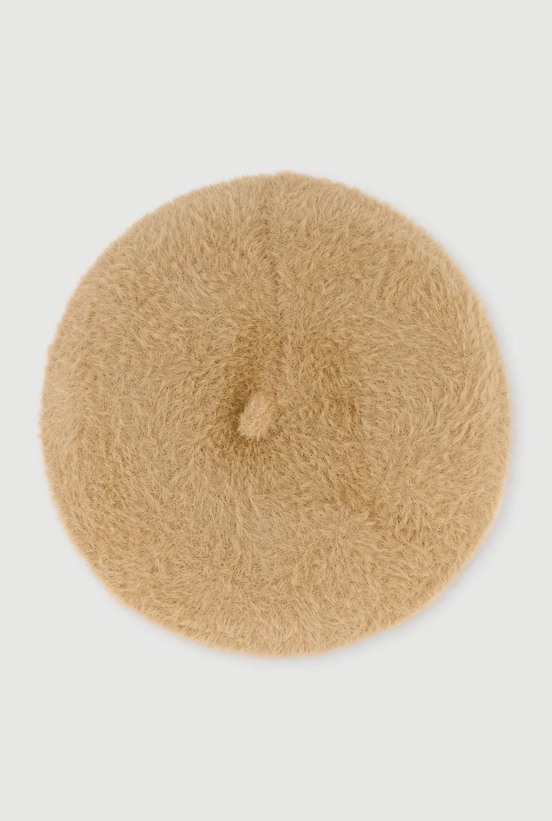 Solid Faux Fur Beret